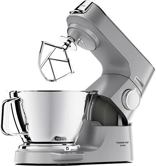 Mikser planetar, Kenwood, Titanium Chef Baker KVC85.004SI, 1200W, peshore EasyWeigh, DuoBowl 5L + 3.5L, kontroll shpejtësie pa shkallë, Argjendtë