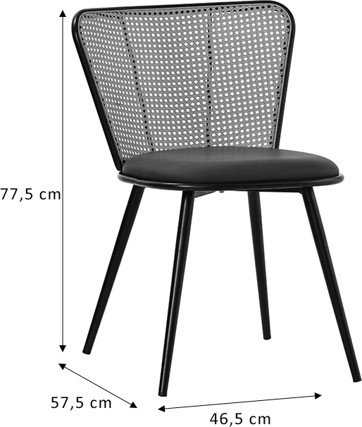 Karrige Daniele pe rattan, ngjyrë bezhë-metal natyral, 46.5x57.5x77.5cm