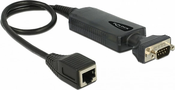 Konvertues Ethernet në RS-232 DeLOCK 62976, 10/100 Mbps, i zi