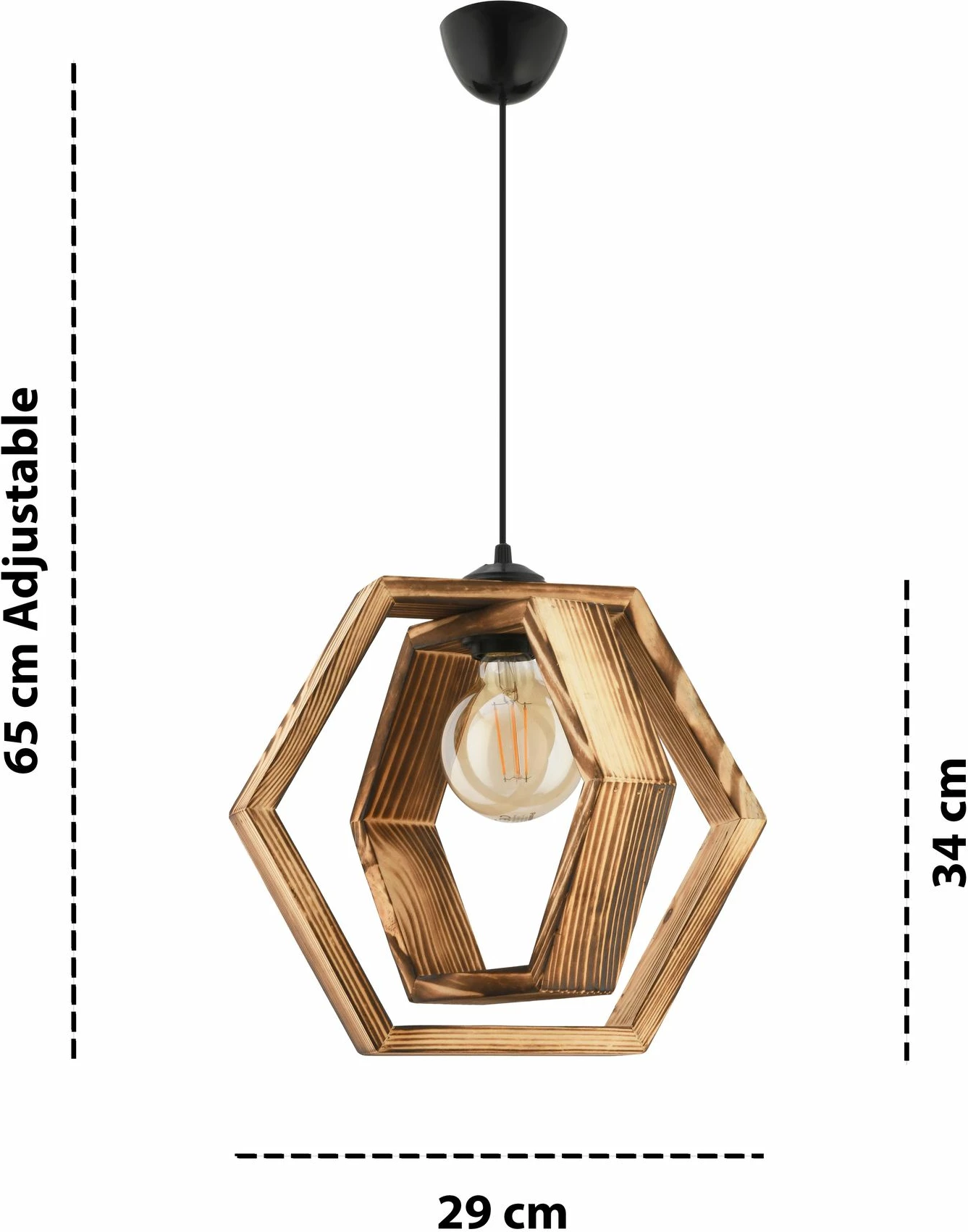 Llambë tavani Opviq Dualhex, trup druri, natyrale/zezë