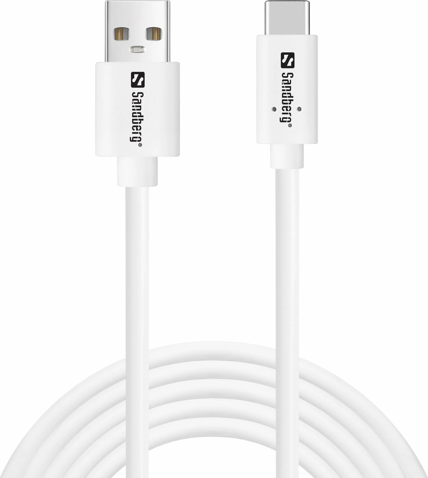 Kabllo USB Sandberg USB-A në USB-C 2.0, 2 m, e bardhë