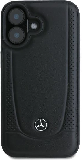 Mbështjellës Mercedes Leather Urban për iPhone 16 Plus, Lëkurë, E zezë
