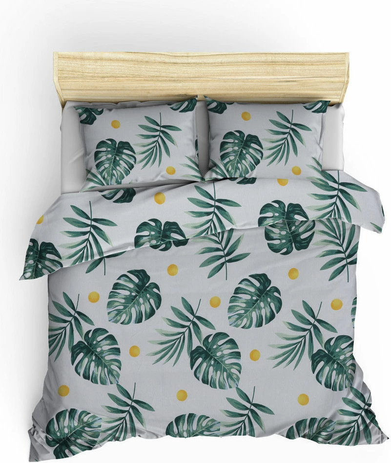 Set mbulesë për jorgan Super King, Monstera, ngjyrë e gjelbër