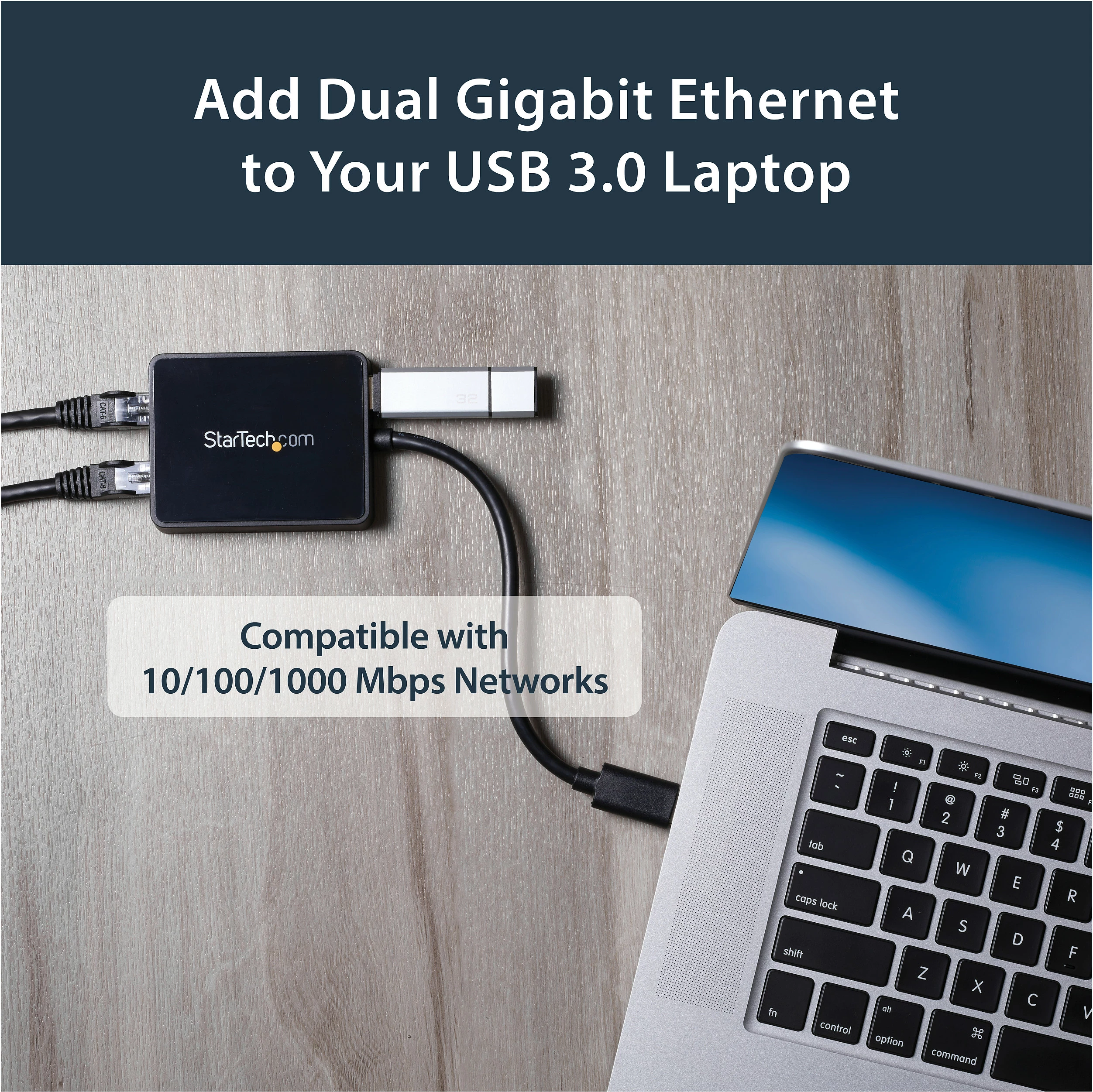 Adapter rrjeti StarTech USB 3.0 në 2x Gigabit Ethernet me port USB 3.0 pass-through, i zi