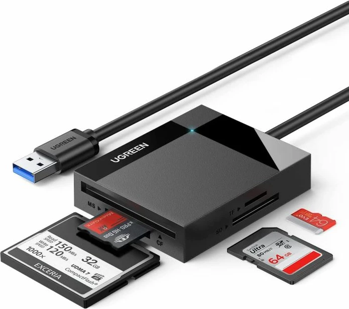 Lexues kartelash UGREEN All-in-One MPN 30333 USB 3.0 0.5m deri 512GB 5Gbps, i zi, Box