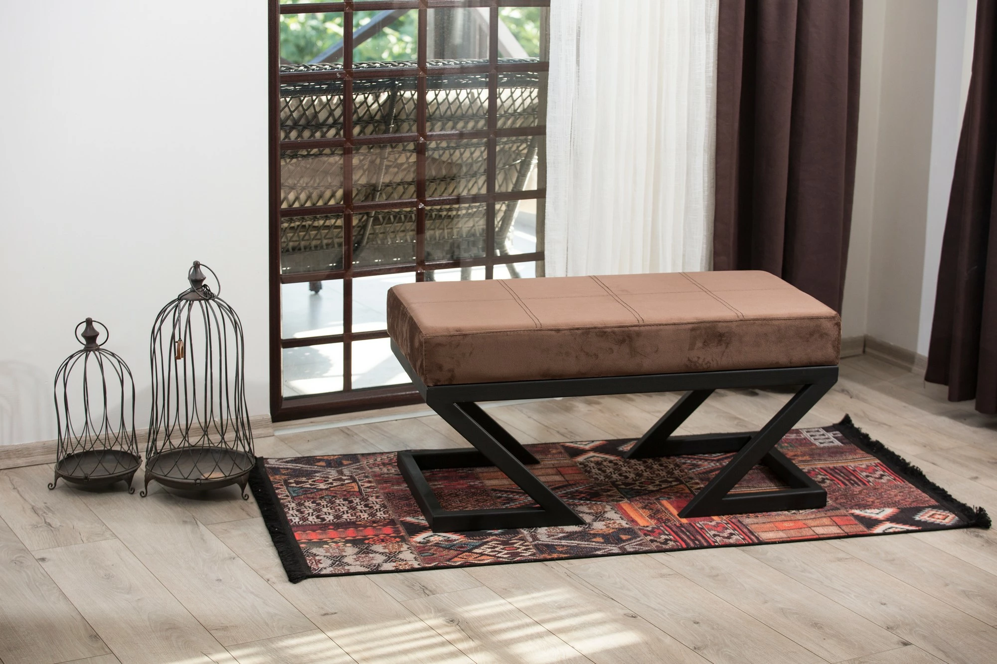Puf Atelier del Sofa, kadife, kafe, 90x45x45cm