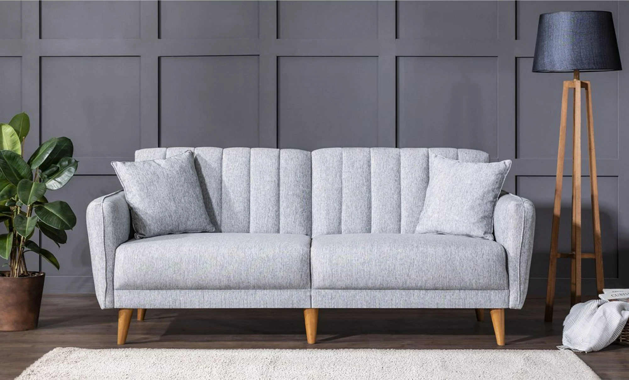 Divan-krevat treshe, ngjyrë gri, Atelier del Sofa