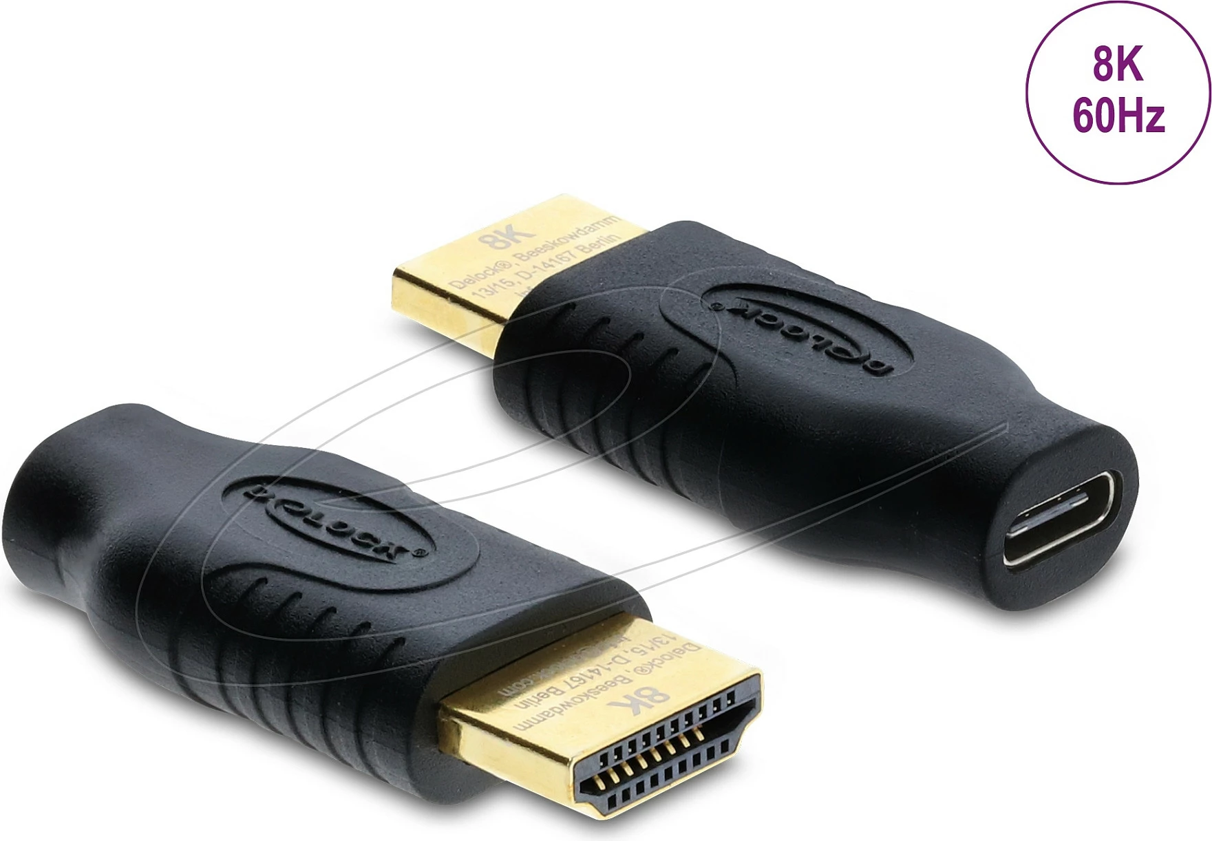 Adapter DeLOCK 61076, USB Type-C në HDMI, 8K 60Hz, i zi