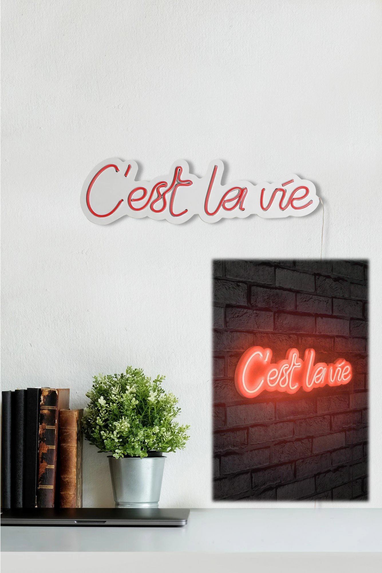 Dekor dritash LED plastike, 'C'est La Vie', ngjyrë e kuqe