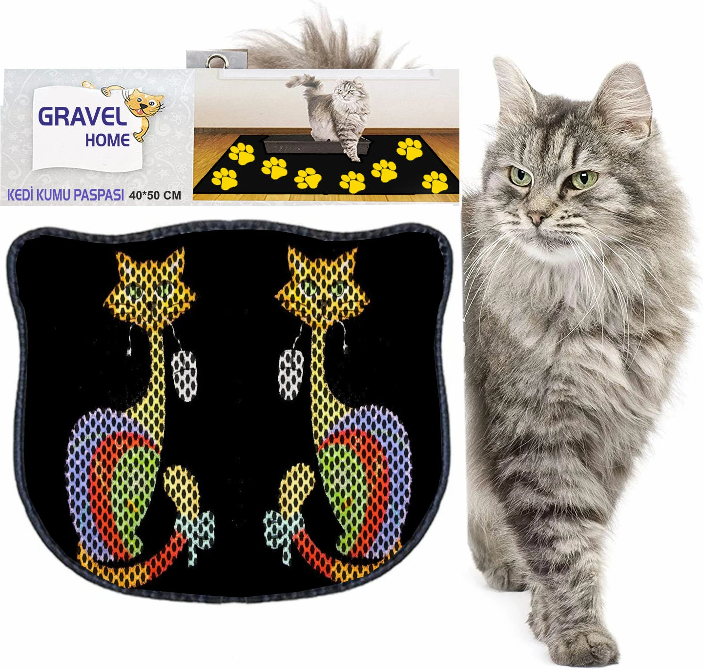 Tapet për rërë mace, shumëngjyrësh, Paws & Whiskers, Kdkafa0128, 40x50cm