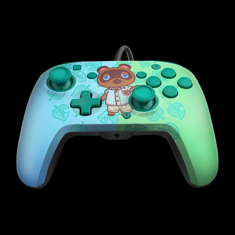 Kontroller me kabllo PDP Wired Deluxe Face Off për Nintendo Switch, Animal Crossing, me audio jack 3.5mm, kabllo USB 3m, jeshile/kaltër