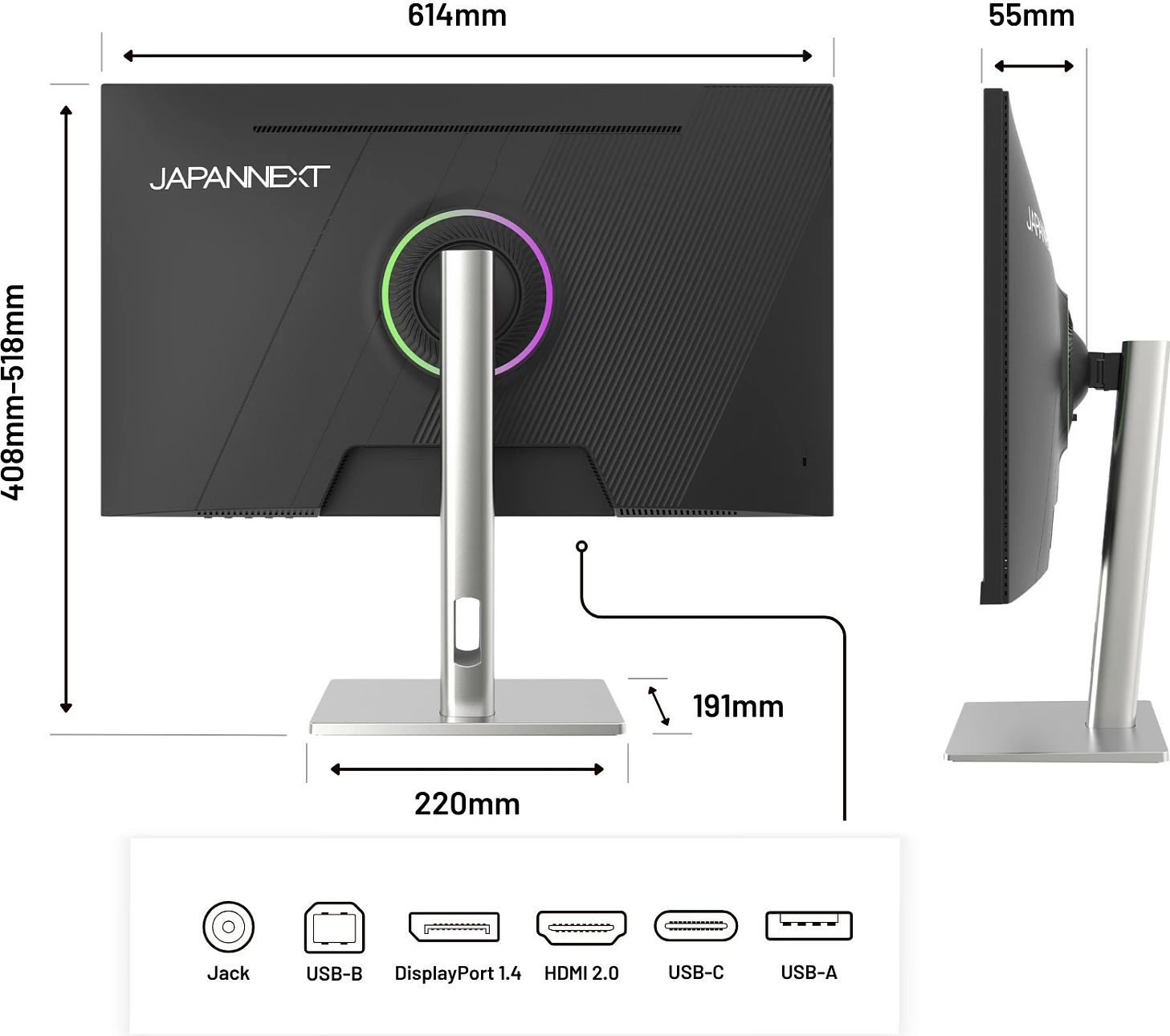 Monitor JAPANNEXT JN-IPS275K-HSPC9, 27", 5K 5120x2880, IPS, FreeSync, HDR, zi/argjend