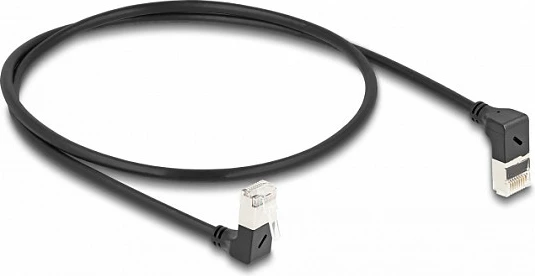 Kabllo rrjeti DeLOCK RJ45 Cat6A S/FTP Slim 0.5 m, kënde 90°, e zezë