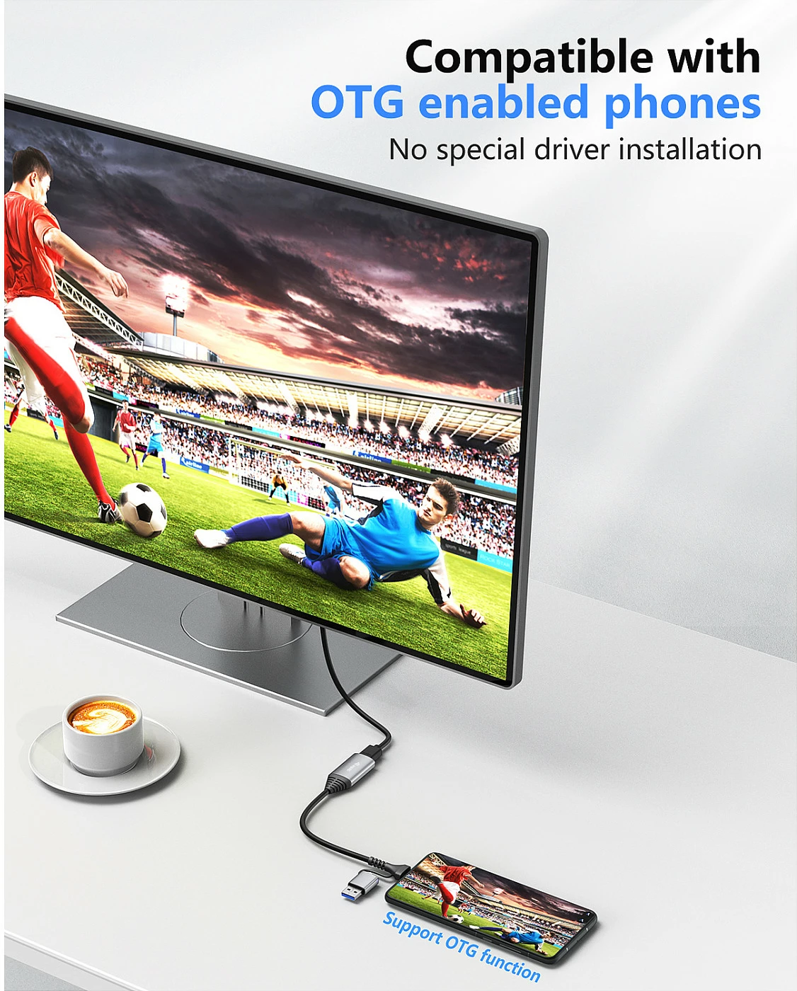 Adapter USB në HDMI Equip 133498, USB-C + USB-A, 1080P, gri
