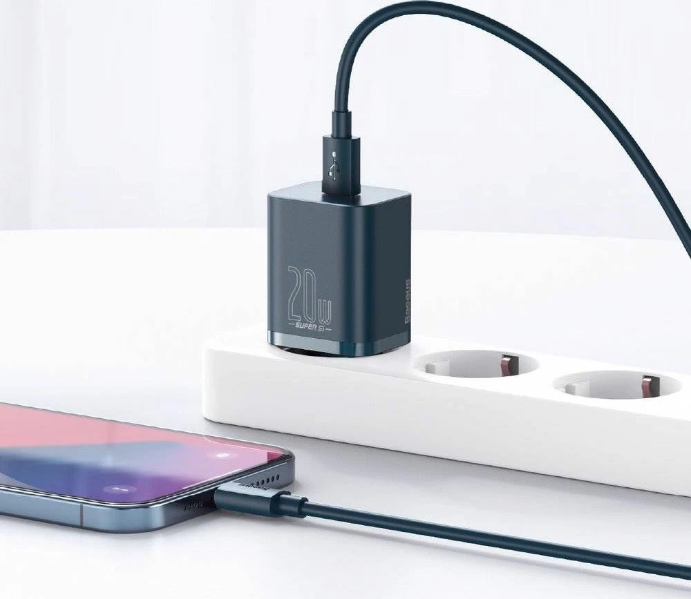 Karikues rrjeti Baseus Super Si BSU2699BLU 1x USB-C 20W/25W PD QC 3.0, kaltër