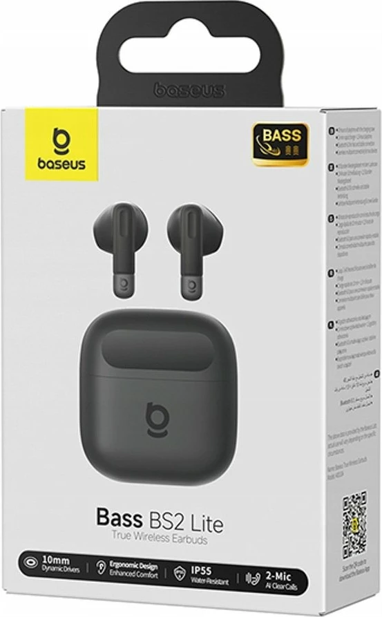 Kufje Baseus Bass BS2 Lite TWS, 10mm, Bluetooth 6.0, IP55, deri 40 orë, të zeza