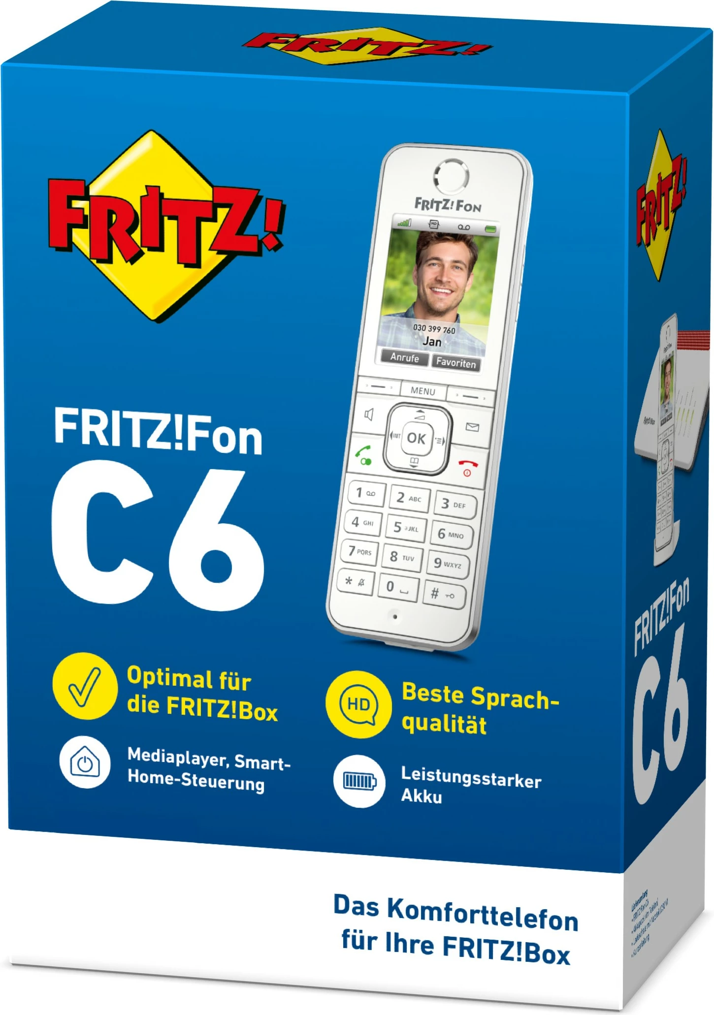 Telefon DECT AVM FRITZ!Fon C6, Wireless, Speakerphone, 300 kontakte, Bardhë