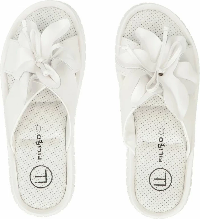 Pantofla lëkure për femra Filippo DK7762, të bardha