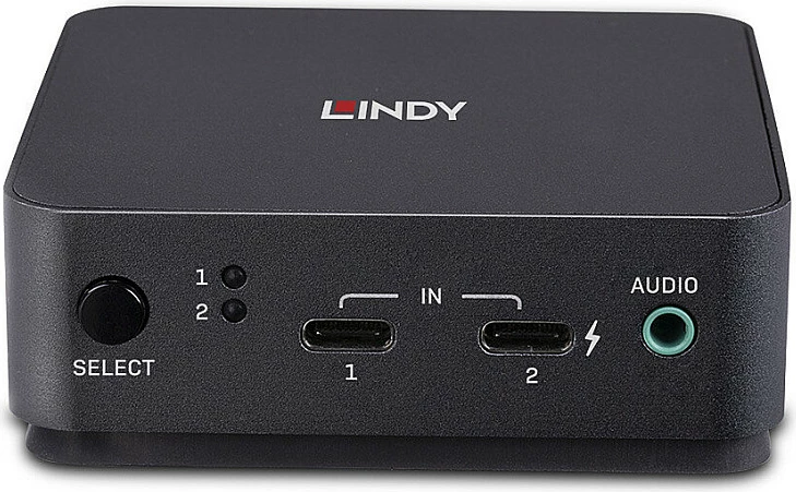 Switch KVM LINDY 2 Port USB-C / DisplayPort 1.2, 4K 60Hz, USB PD 100W, Gri