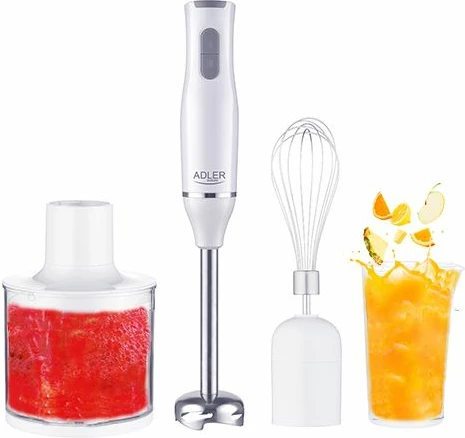 Blender dore Adler AD4620 800W, 2 shpejtësi, gotë 750 ml, grirës 450 ml, i bardhë, set 4-në-1