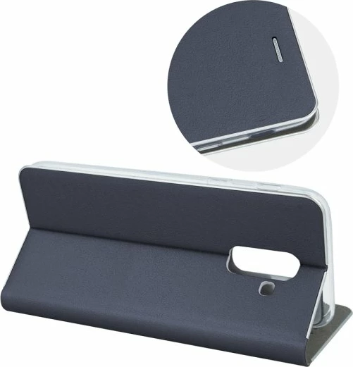 Mbështjellës flip HAVANA Premium 9799 për iPhone 11 Pro Max, me magnet, xhep kartele, blu me skaj argjendtë