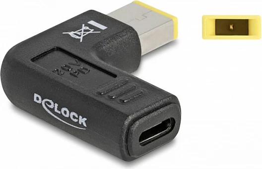 Adapter karikimi laptopi DeLOCK, USB-C (female) në Lenovo 11.0x4.5mm (male), 90°, 3A, i zi