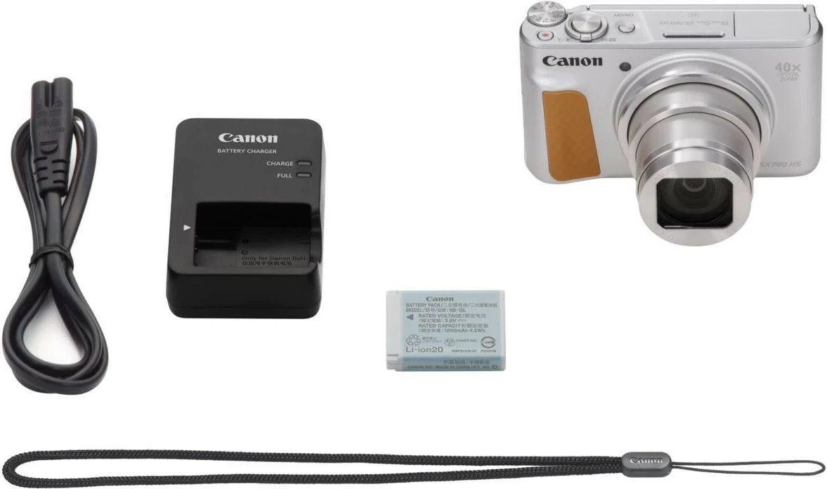 Aparat Canon PowerShot SX740 HS, 20.3 MP, Zoom optik 40x, 4K, Wi-Fi, Bluetooth, Srebrny