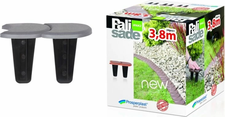 Palisadë kopshti Prosperplast IPAK2-405U 3.8 m x 12 cm, gri, set 2 copë