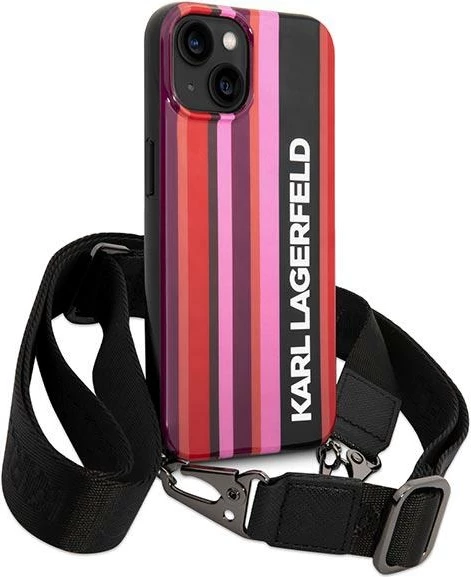 Mbështjellës Karl Lagerfeld Color Stripes Strap për iPhone 14 Plus / 15 Plus, Rozë