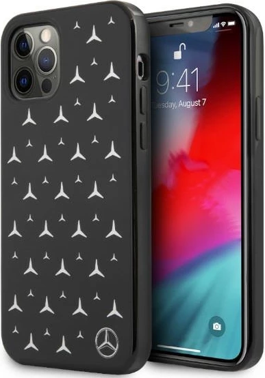 Mbështjellës Mercedes MEHCP12MESPBK për iPhone 12/12 Pro 6.1", Stars Pattern, i zi