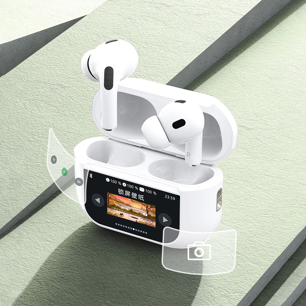 Kufje Dudao U19 TWS, Bluetooth 5.3, ANC, me ekran LED, të bardha