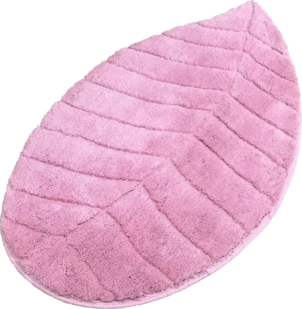 Tapet akrilik për banjo, formë gjetheje, ngjyrë rozë, 60x100cm