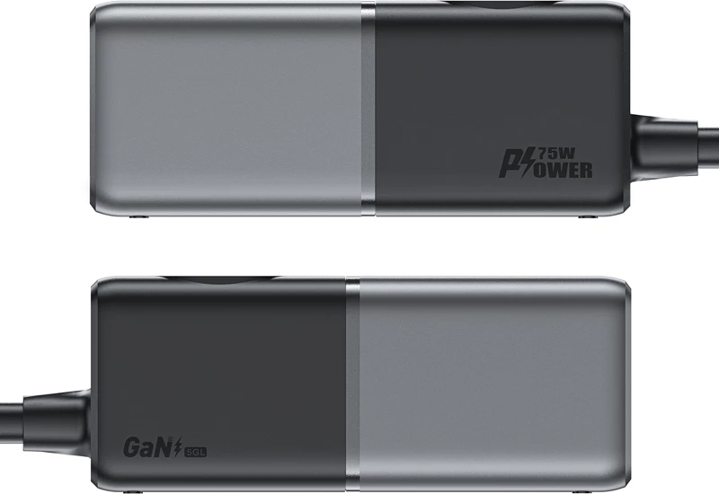 Karikues desktop Acefast Z2 GaN, 75W, 3x USB-C, 2x USB-A, zezë/gri