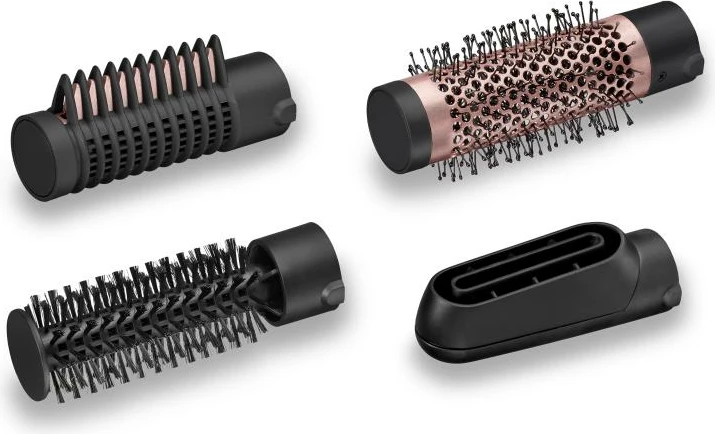 Furçë tharëse me ajër të nxehtë BaByliss AS126E Perfect Finish, 38mm/20mm, me jone, e zezë, set me 4 shtojca