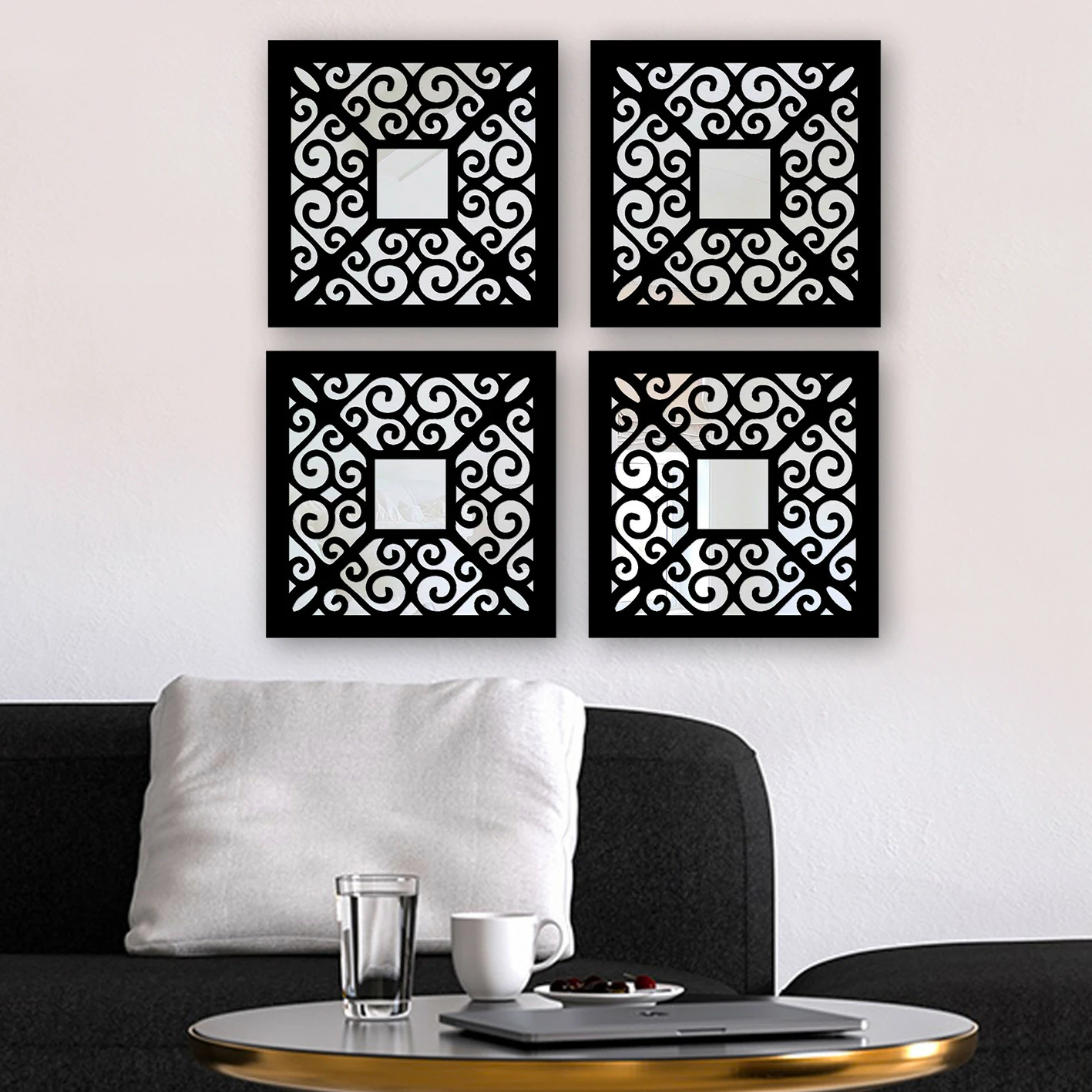 Set pasqyrash dekorative (4 copë), Wallity, SYH06833628