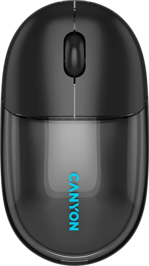 Maus CANYON OnClick 24, Wireless/Bluetooth, 1200 DPI, RGB, 4 butona, transparent/zi