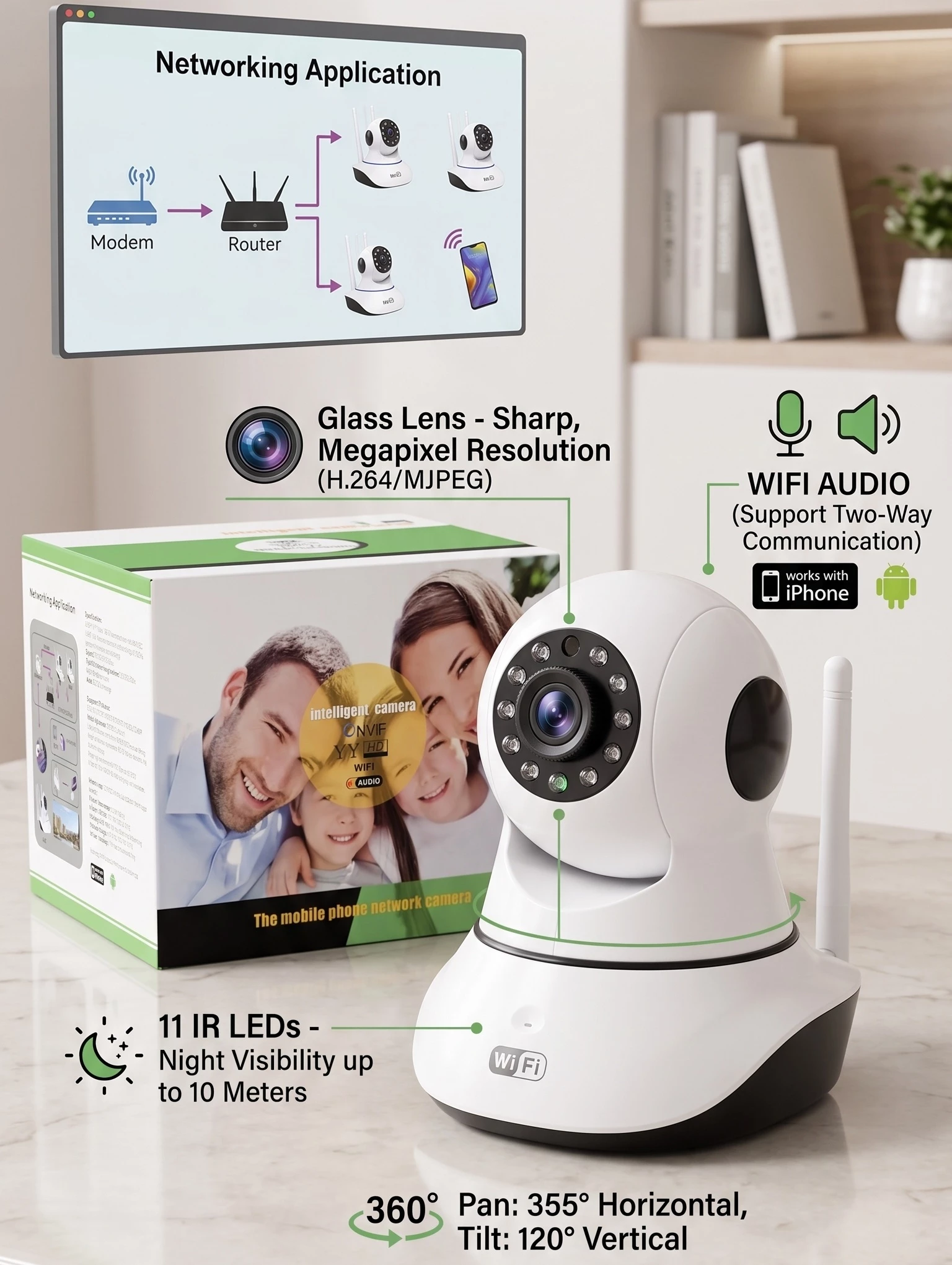 Kamerë Sigurie e Brendshme bestrío Bk01 1.3MP me WiFi dhe Audio