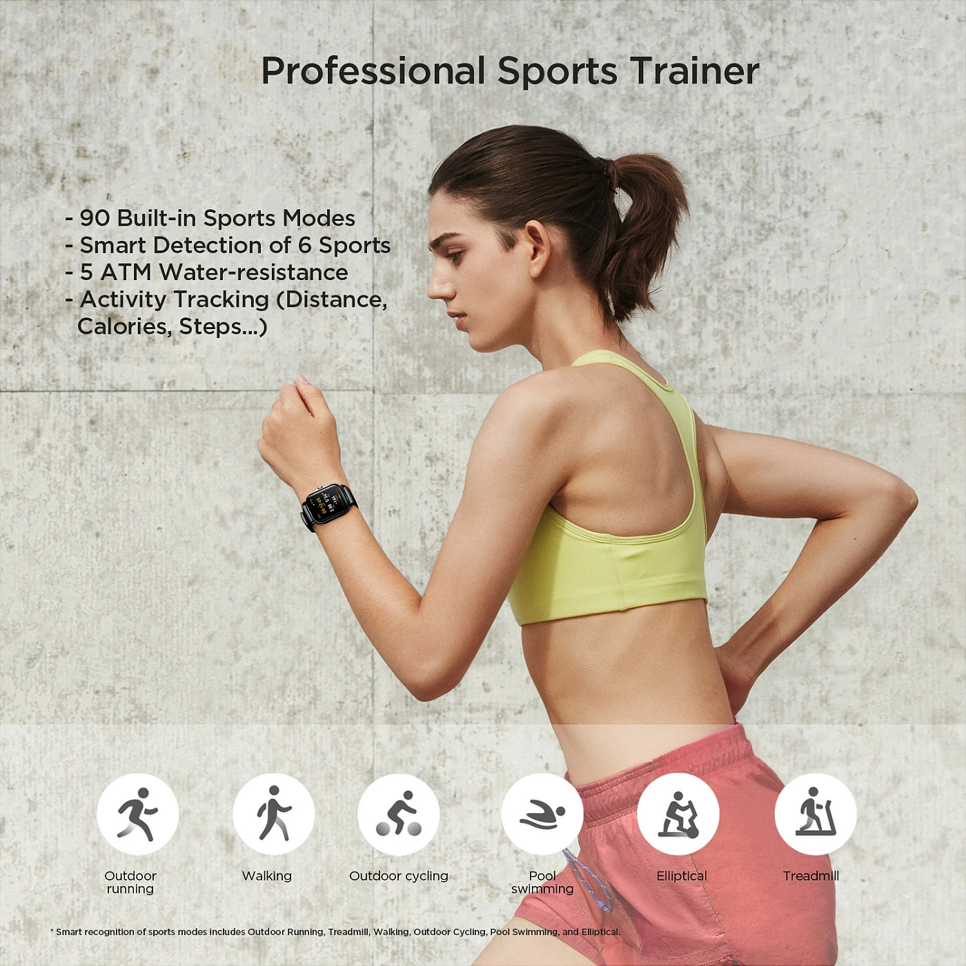 Smartwatch Amazfit GTS 2, AMOLED 1.65", GPS, 3GB muzikë, rrip silikoni, i zi