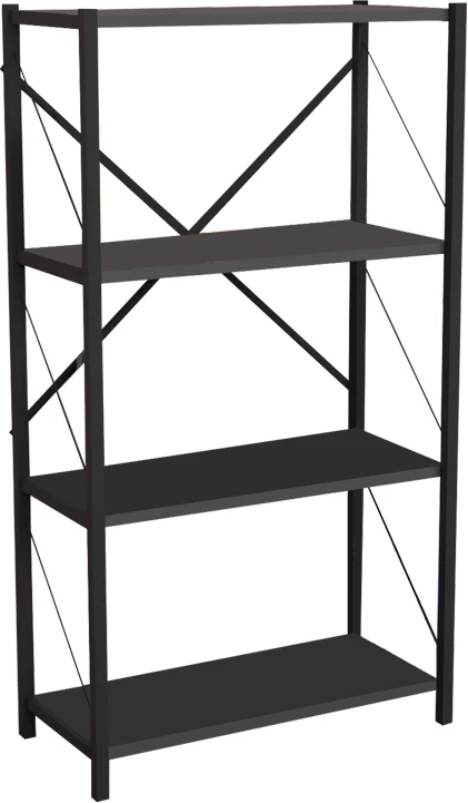 Raft librash Jackrey, melaminë anthracite-metal i zi, 60x30x114cm