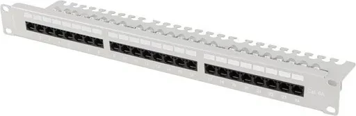 Patch panel LANBERG 24 porta 1U 19" kat.6A UTP, gri me organizues kabllosh