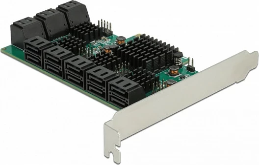 Kartë kontrolluese SATA DeLOCK PCIe x4, 16 porta SATA 6Gb/s, e gjelbër/hirtë