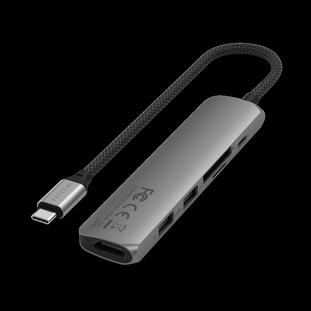 Satechi 6-in-1 USB-C Slim Multiport Adapter - Space Grey