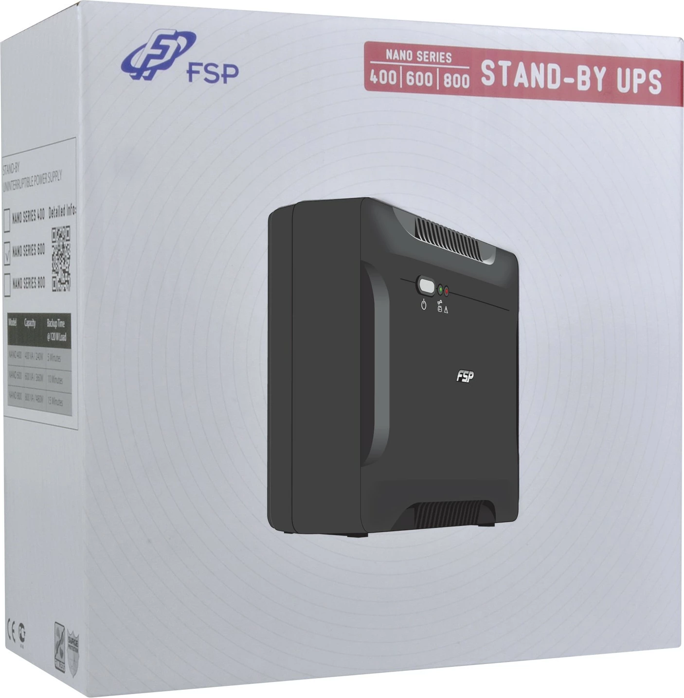 UPS FSP Nano 800, 0.8 kVA, 480 W, e zezë