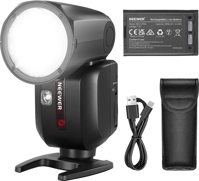 Blic speedlite Neewer Z2-N TTL me kokë rrethore për Nikon, i zi, set