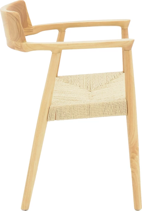 Karrige me krahë prej druri dhe litar, ngjyrë natyrale, 58x54x79cm