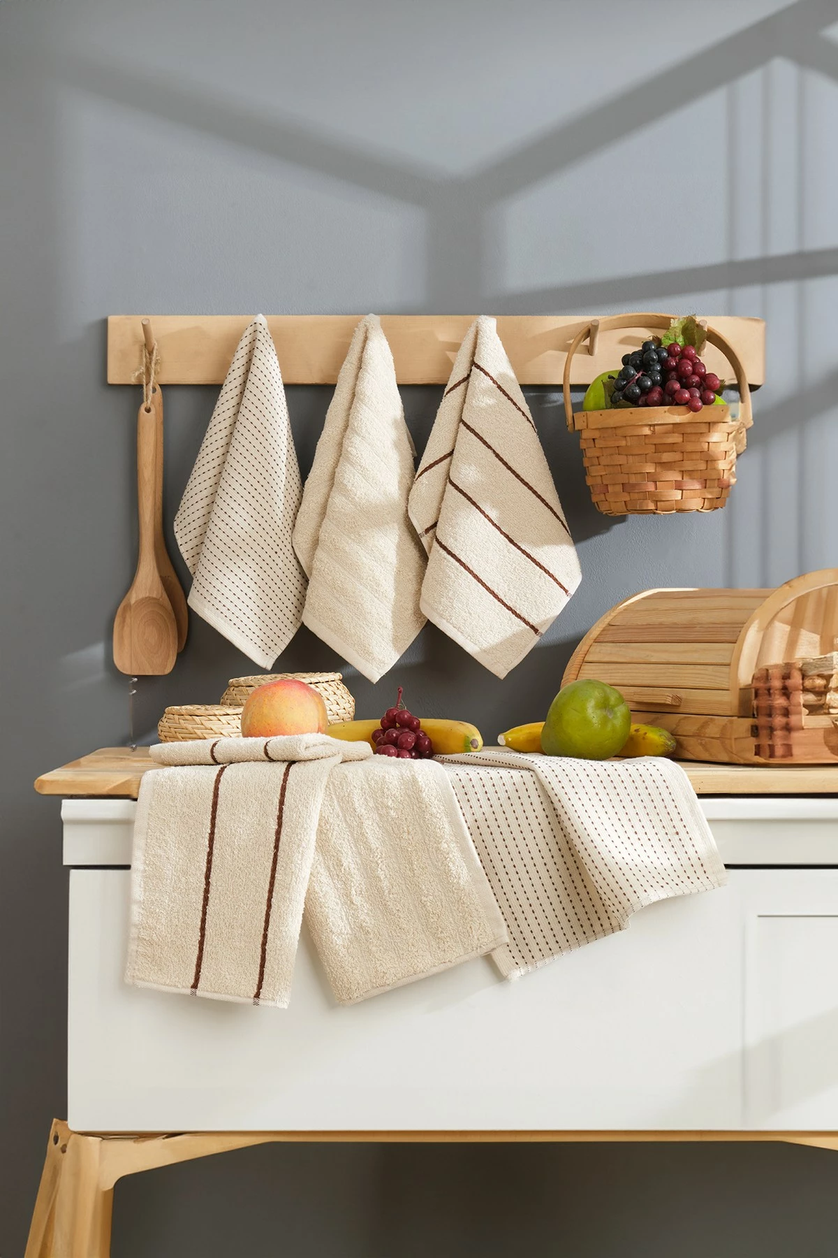 Set peshqirësh për larje, 6 copë, Mijölnir, Sofya, bezhë