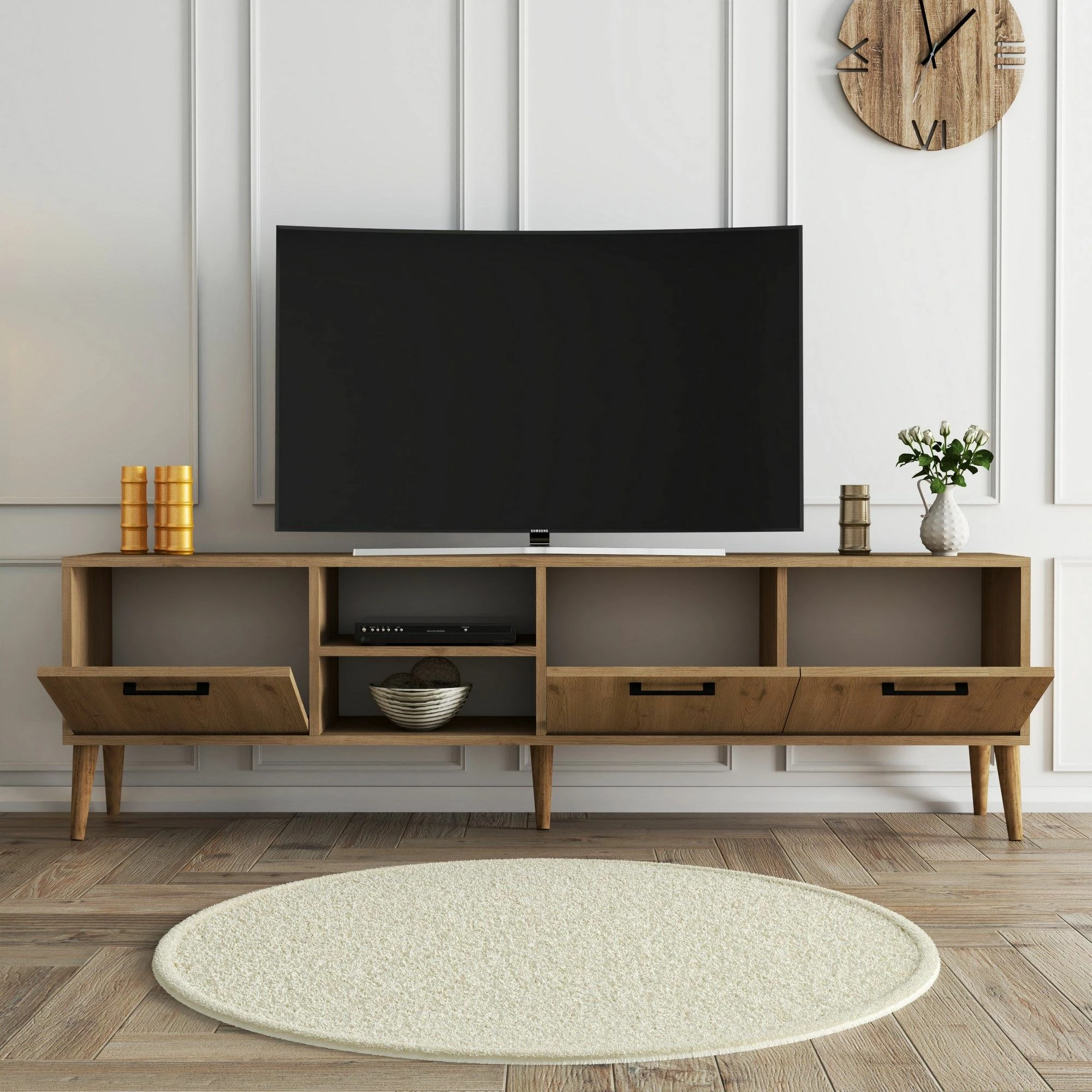 Komodë TV Hanah Home, Exxen, ngjyrë lisi, 180x53x35 cm