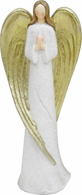 Dekor engjëll për Krishtlindje, ngjyrë e bardhë dhe ari, 31x20x77 cm