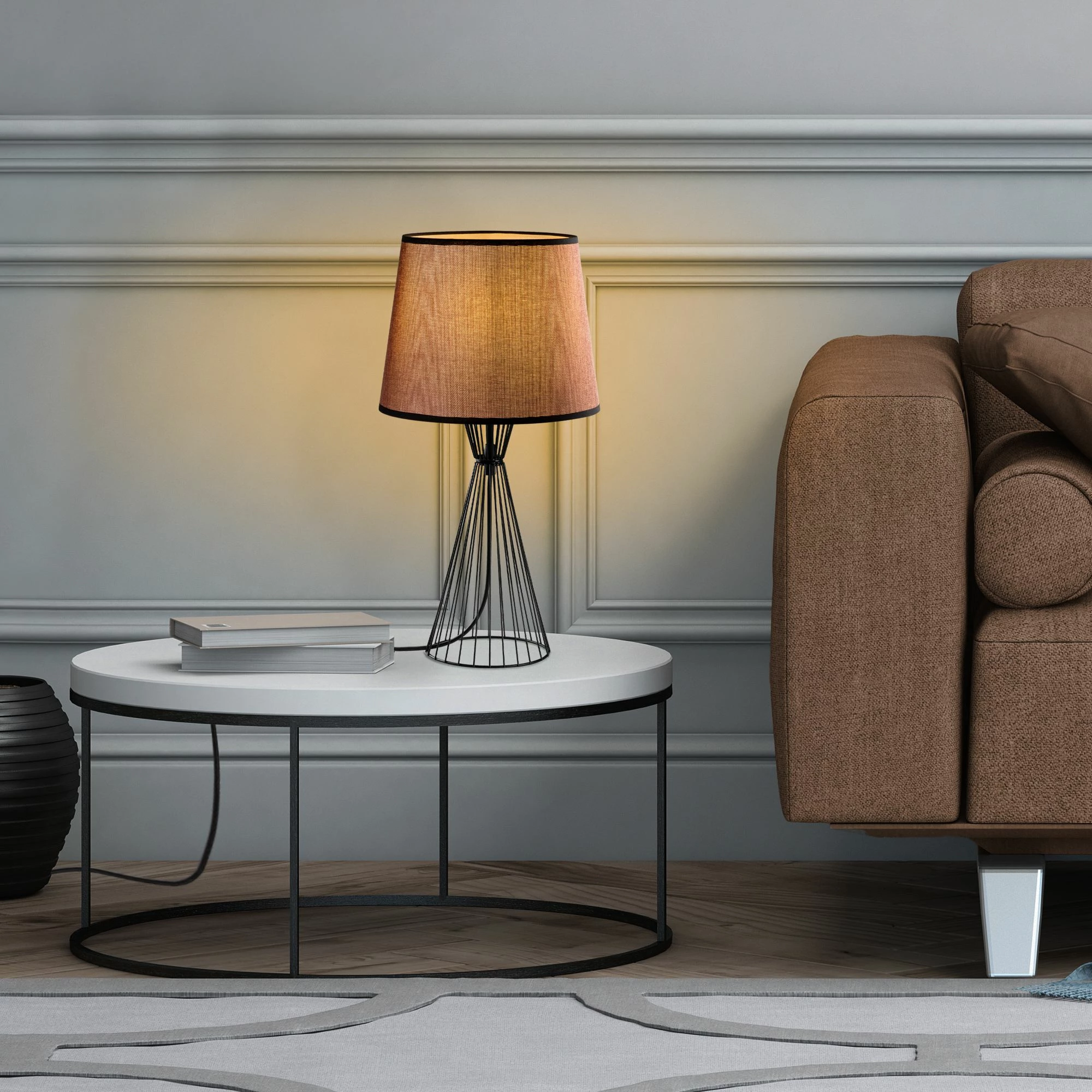 Llambë tavoline Opviq, Telıs - 5372, trup metali, kapele kafe, 28x28x55cm