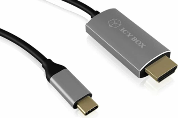 kabllo USB-C në HDMI ICYBOX IB-CB020-C 4K@60Hz 1.8 m, e zezë/argjendtë (1 copë)